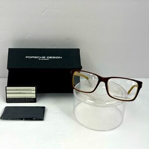 PORSCHE DESIGN EYEWEAR FRAME, BROWN OUTSIDE FRAME & CAMEL/YELLOW INSIDE, UNISEX